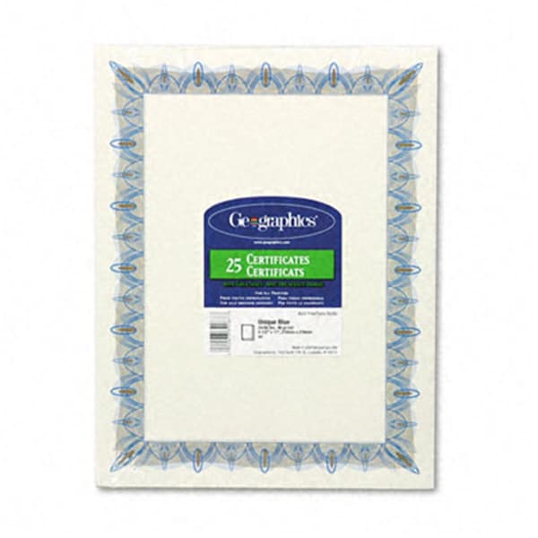 Geographics Award Certificates with Gold Seals 8-1/2 x 11 Unique Blue Border, 25PK GE32478 - main